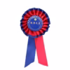 distintivo azul y rojo