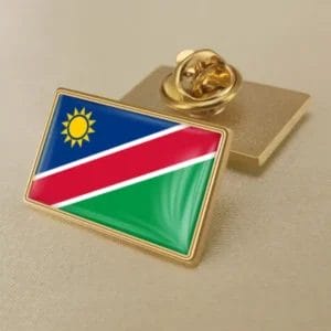Épingle de revers du drapeau namibien aux couleurs éclatantes, idéale pour la distribution en gros et les expositions patriotiques.