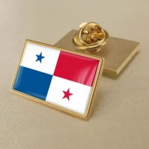 Épingle en or représentant le drapeau du Panama, idéale pour la distribution en gros et les expositions patriotiques.