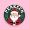 Festive custom pin showcasing Santa Claus with "Peakeen Merry Christmas" text, ideal for holiday events and gifts.