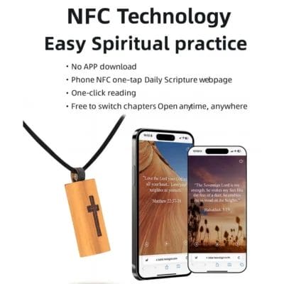 NFC聖書ネックレスは、簡単にスピリチュアルな練習をし、信仰に接続するための技術を紹介しています。